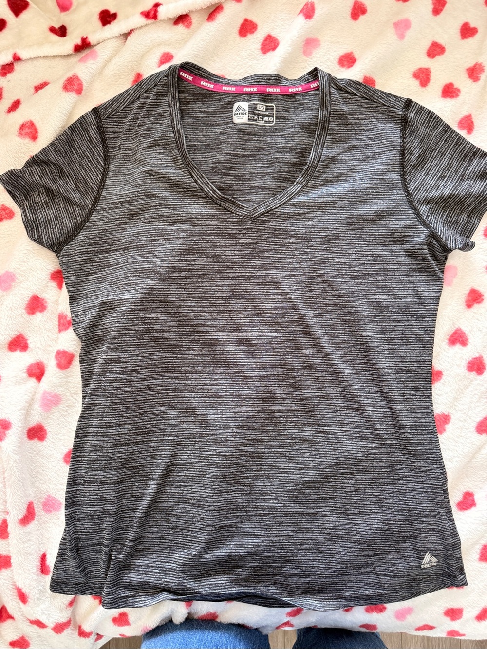 RBX Women's Black Heathered V-Neck Short Sleeve Tee